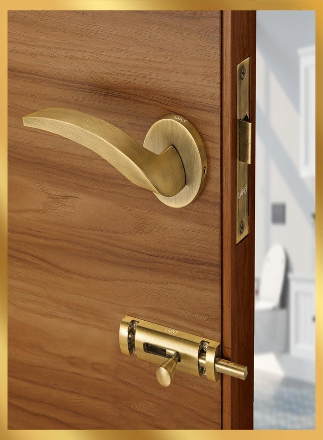 LAPO Brass Heavy Duty Mortise Door Lock Pull Handlesets for Bathroom, Handles Lock for Storeroom, Weatherproof Door Lock with Baby Latch | Antique Finish | 3 Years Warranty Ro - 115 - Image 1